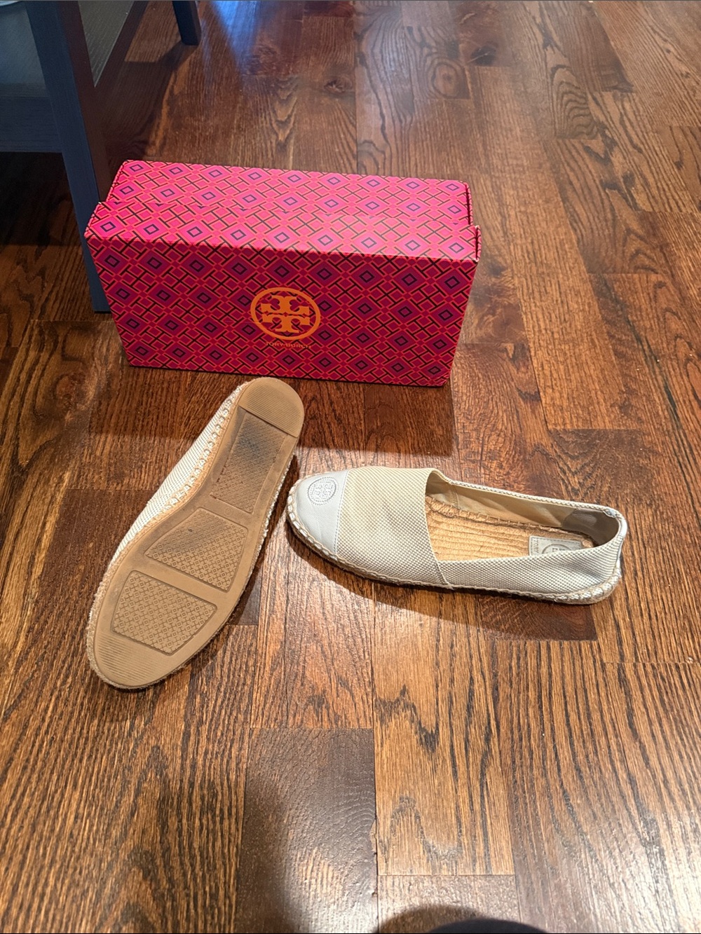 Tory Burch Neutral Canvas and Leather Espadrille Flats - Picture 2 of 2
